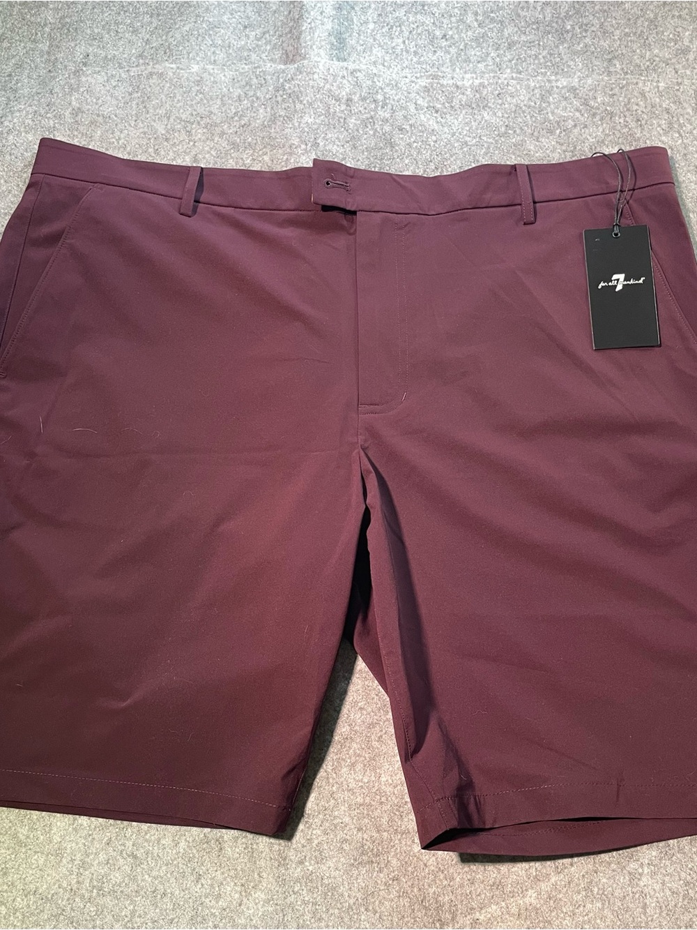7 For All Mankind Flat-Front Shorts in Wine